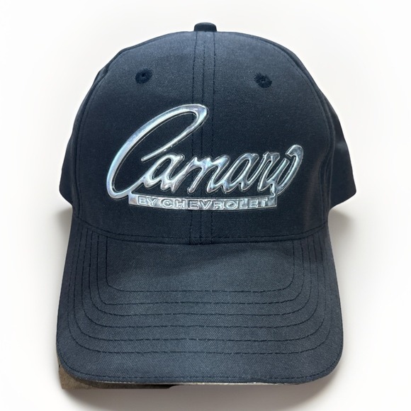 Camaro By Chevorlet Silver Liquid Chrome Spellout Strap Back Adjustable  Cap Hat - Picture 1 of 8